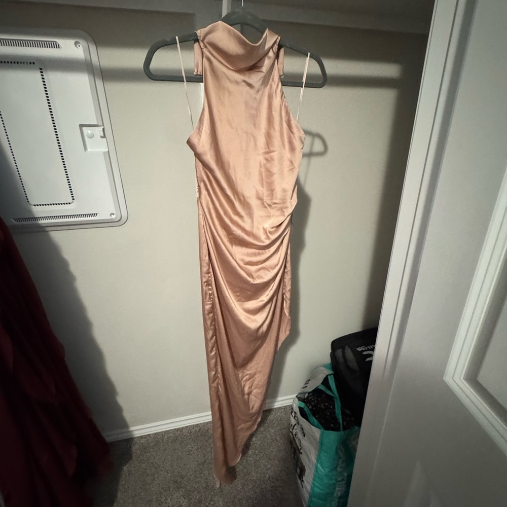 DO+BE Orange Gold Halter Backless Gown